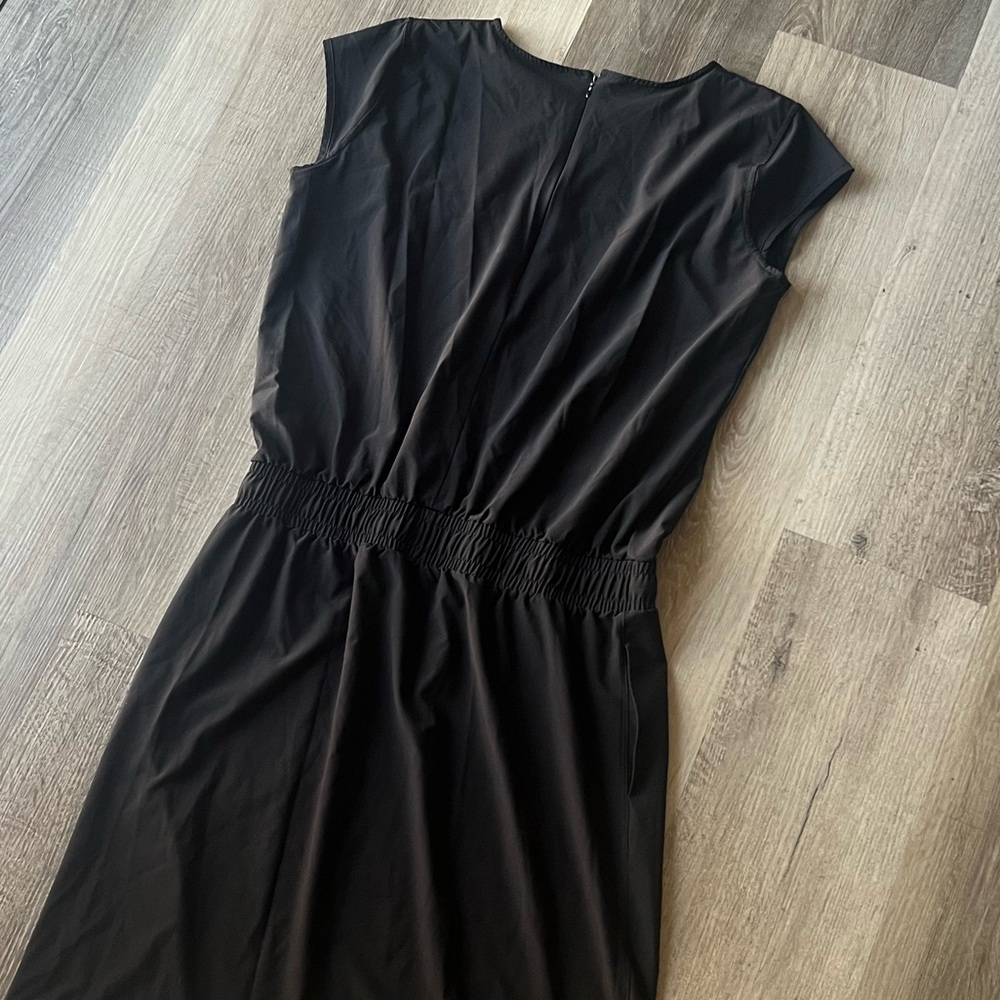 Black Casual Cap-Sleeve Drawstring Waist Dress - Picture 11 of 13